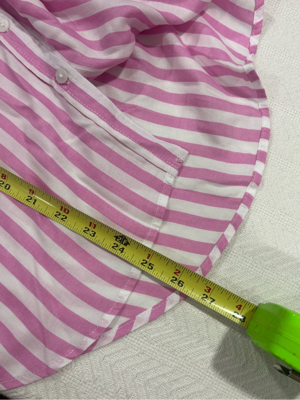 🐞Pink & White Vertical Stripe Button-Front Blouse - Picture 8 of 11